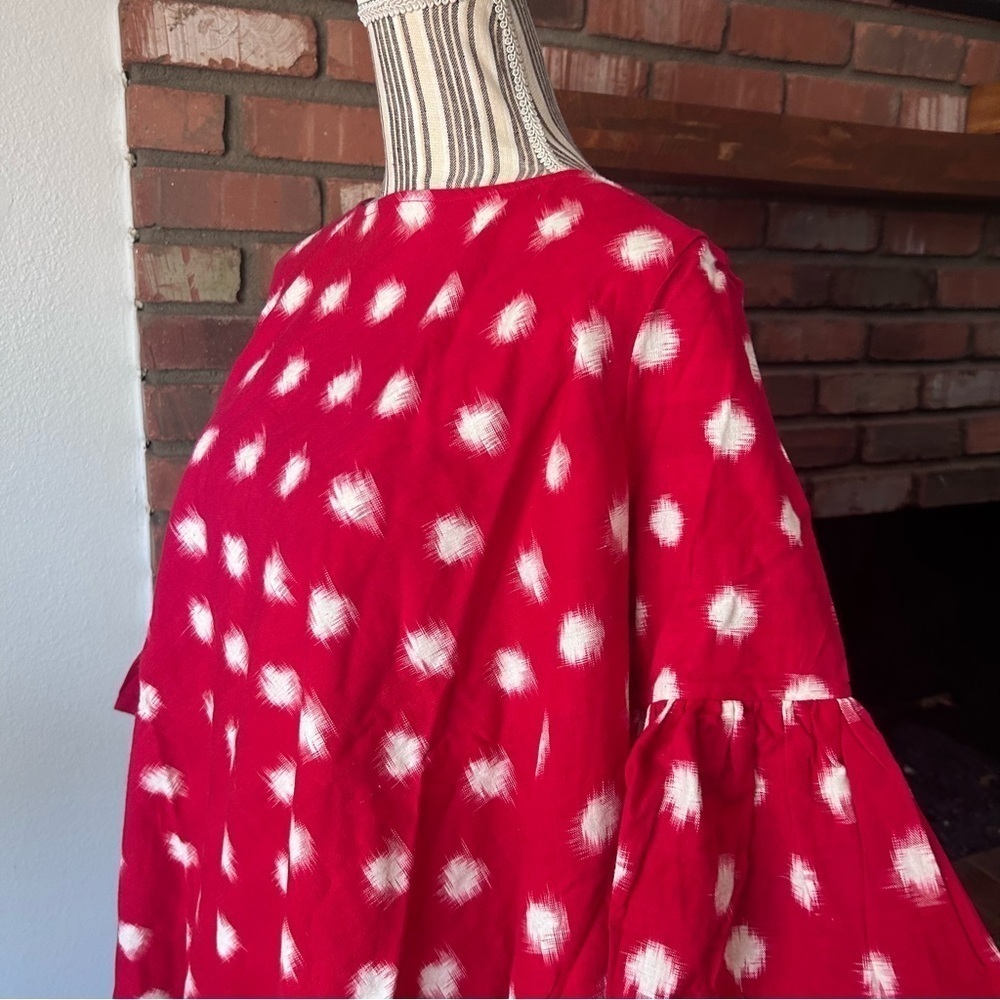 NWT Anthropologie Norblack Norwhite Polka Dot Bell-Sleeve Dress in Red Sz XS/S - Picture 9 of 13